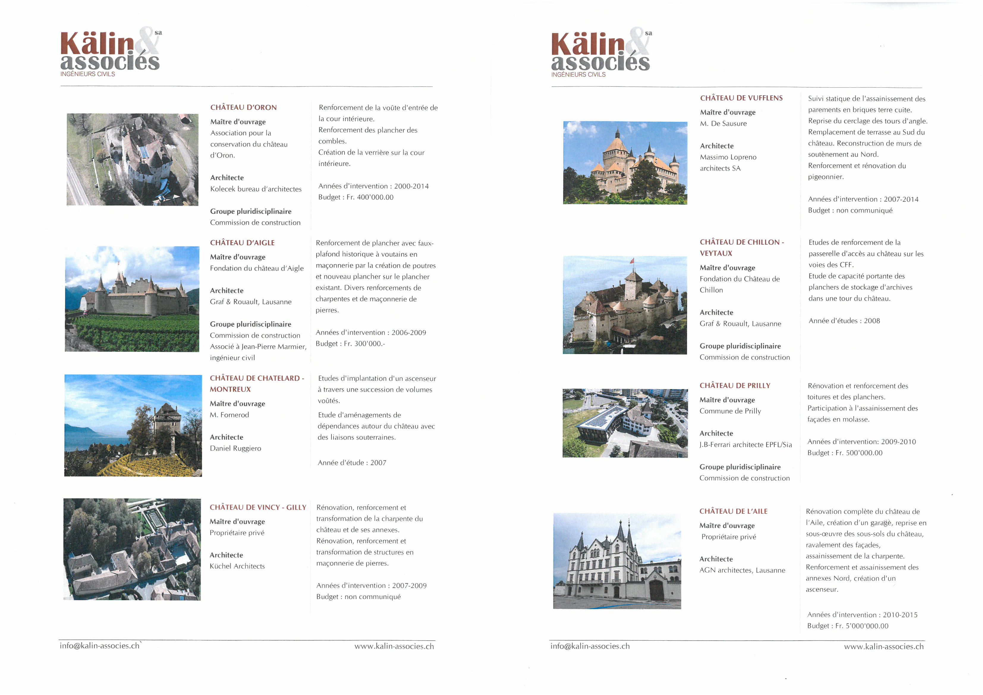 Catalogue références chateaux