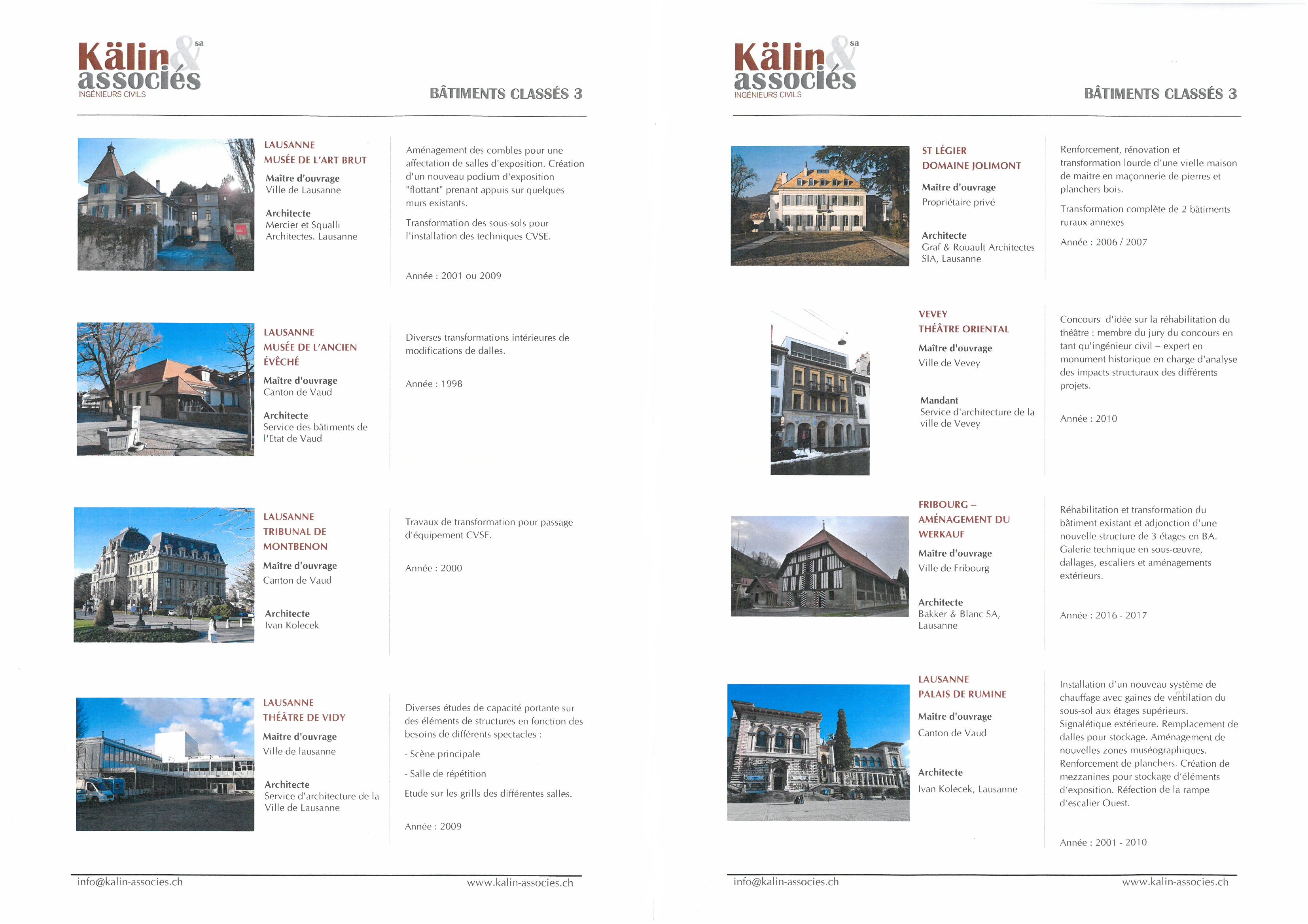 Catalogue références bâtiments classés note 3